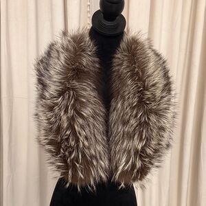 Silver fox fur scarf clip on